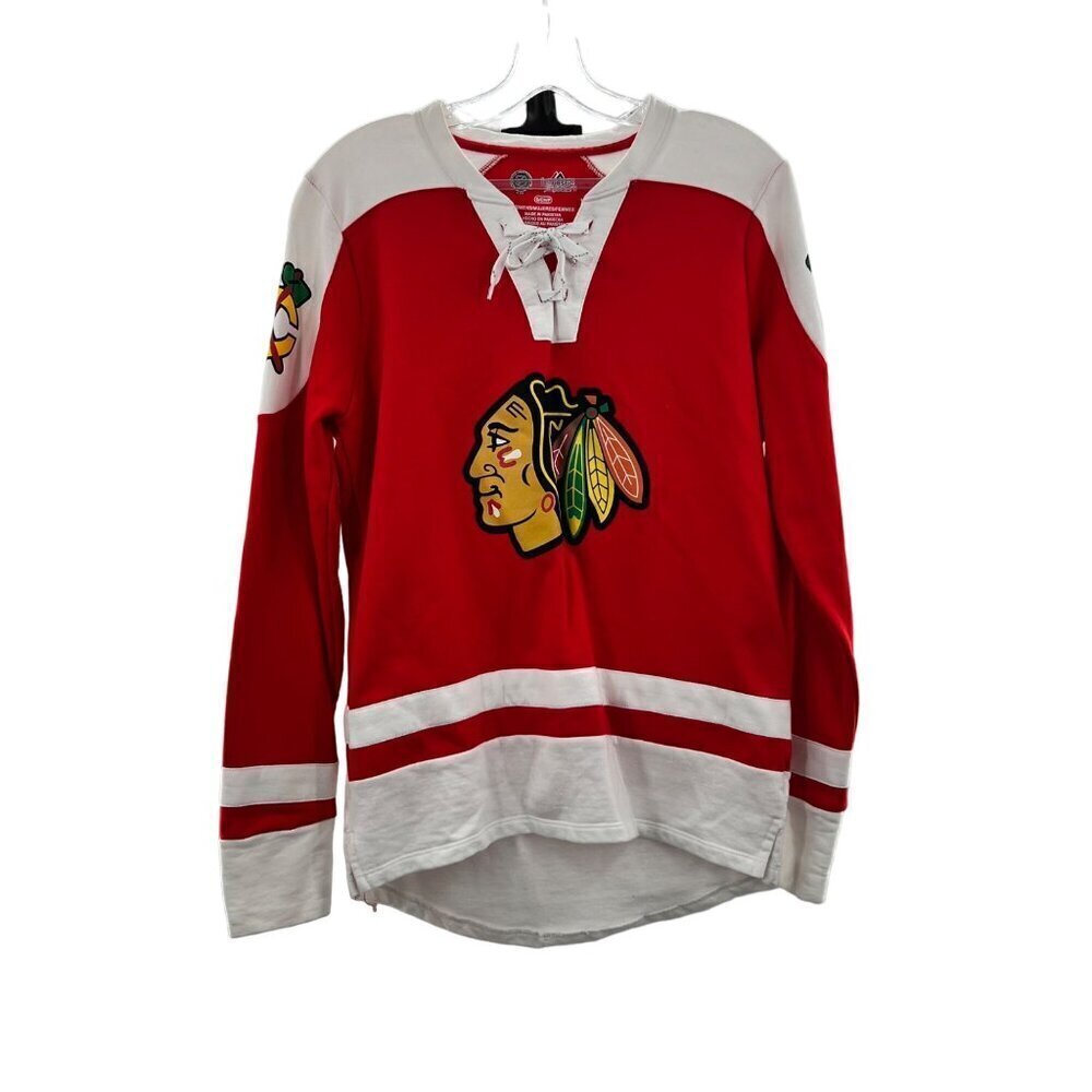 Majestic Women's Chicago Blackhawks Long Sleeve Faux Jersey Red/Multi Small NHL